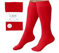 CRS Cross Figure Skating Socks (2 Pair) Knee High Tights for Ice Skates, Footed Skate Socks, Dance Tights - Red - One size