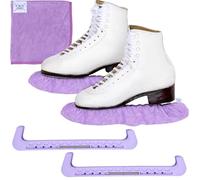 CRS Cross Skate Guards, Soakers and Towel Gift Set - Ice Skating Guards and Soft Skate Blade Covers for Figure Skating or Hockey (Lunge Lavender, Medium)