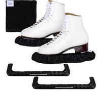 CRS Cross Skate Guards, Soakers and Towel Gift Set - Ice Skating Guards and Soft Skate Blade Covers for Figure Skating or Hockey (Biellmann Black, Medium)