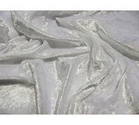 CRS Fur Fabrics Crushed Fabric Material-White, Velvet Velour, 1Mtr-150cmx100cm