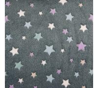 CRS Fur Fabrics Double Sided Super Soft Cuddle Fleece Fabric Material Pastel Stars Grey, Polyester, Multi-Colour, 1Mtr-150cmx100cm