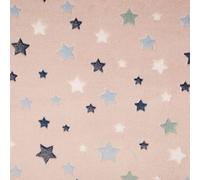 CRS Fur Fabrics Double Sided Super Soft Cuddle Fleece Fabric Material Stars Dusty Pink, Polyester, Multi-Colour, 1Mtr-150cmx100cm