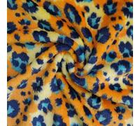 CRS Fur Fabrics Double Sided Supersoft Cuddle Fleece Fabric Material Orange Leopard, 1Mtr 150cmx100cm, Polyester, Multi-Colour
