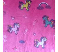 CRS Fur Fabrics Double Sided Supersoft Cuddle Fleece Fabric Material Pink Rainbows & Unicorns, 1Mtr 150cmx100cm, Polyester, Multi-Colour