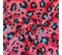 CRS Fur Fabrics Double Sided Supersoft Cuddle Fleece Fabric Material RED Leopard, 1Mtr 150cmx100cm, Polyester