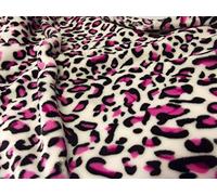 CRS Fur Fabrics Double Sided Supersoft Cuddlesoft Fleece Fabric Material-Cerise Leopard, 1Mtr 150cmx100cm, Polyester