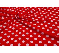CRS Fur Fabrics Double Sided Supersoft Cuddlesoft Fleece Fabric Material - RED WHITE SPOT,1Mtr - 150cm x 100cm