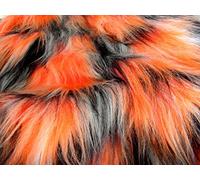 CRS Fur Fabrics Long Pile Fun Faux Fur Fabric Material - Black/White/Orange Mix, 1Mtr - 150cmx100cm