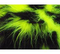 CRS Fur Fabrics LONG Pile Fun Faux Fur Fabric Material FLO YELLOW & BLACK MIX