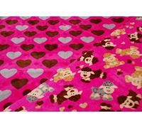 CRS Fur Fabrics LUXURY Reversible Supersoft Cuddlesoft Fleece Fabric Material - PINK SHEEP HEARTS
