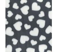 CRS Fur Fabrics Printed Polar Fleece Fabric Material - Hearts Grey, 1Mtr 150cmx100cm