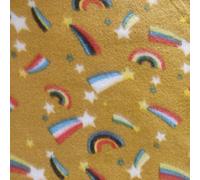 CRS Fur Fabrics Printed Polar Fleece Fabric Material - Rainbows Mustard, 1Mtr 150cmx100cm