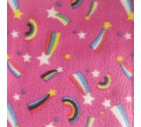 CRS Fur Fabrics Printed Polar Fleece Fabric Material - Rainbows Pink, 1Mtr 150cmx100cm