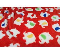 CRS VENDOR LTD. Double Sided Supersoft Cuddlesoft Fleece Fabric Material - ELEPHANTS RED