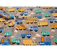 CRS VENDOR LTD. Double Sided Supersoft Cuddlesoft Fleece Fabric Material - SILVER TRUCKS