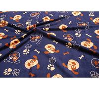 CRS VENDOR LTD. LUXURY Double Sided Supersoft Cuddlesoft Fleece Fabric Material - DOGGY NAVY