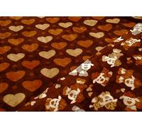 CRS VENDOR LTD. LUXURY Reversible Supersoft Cuddlesoft Fleece Fabric Material - BROWN SHEEP HEARTS
