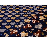 CRS VENDOR LTD. LUXURY Reversible Supersoft Cuddlesoft Fleece Fabric Material - NAVY SHEEP HEARTS