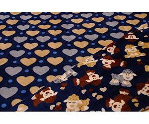 CRS VENDOR LTD. LUXURY Reversible Supersoft Cuddlesoft Fleece Fabric Material - NAVY SHEEP HEARTS