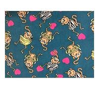 CRS VENDOR LTD. QUALITY Printed MONKEY Anti Pil Polar Fleece Fabric Material - TEAL