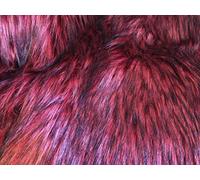 CRS VENDOR LTD. Super Luxury Faux Fur Fabric Material - Long Burgundy Wine & Black Fleck