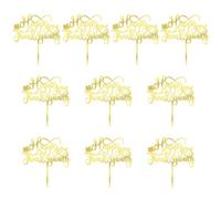 Crseniny 10 Pcs Happy Thanksgiving Acrylic Cupcake Toppers,Gold Maple Leaf Pumpkin Fall Theme Cake Picks,Thanksgiving Day Birthday Party Happy Friends giving Party/Fall Harvest Decoration Supplies