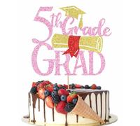 Crseniny 5th Grade Grad Cake Topper，Straight Outta 5th Grade Cake Topper,2026 Grad Cake Decorations,Boys Girl Fifth Grade Graduation Party Decoration Supplies Pink