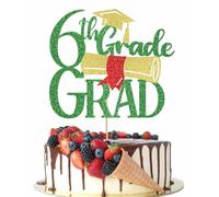 Crseniny 6th Grade Grad Cake Topper，Straight Outta 6th Grade Cake Topper,2026 Grad Cake Decorations,Boys Girl Sixth Grade Graduation Party Decoration Supplies Green