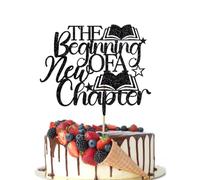 Crseniny A Sweet Ending to A New Beginning Cake Topper,The Adventure Begins,Farewell Party Decorations,Graduation Retirement Engagement Baby Shower Party Decorations Black Glitter