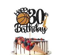 Crseniny Basketball Happy 30th Birthday Cake Topper，Basketball Sports Cake Pick Cheers to 30 Years Birthday Cake Decoration,Men and women Sport Theme Thirty Birthday Party Supplies