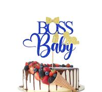 Crseniny Boss Boy Baby Boy Cake Topper,Glitter Boy 1st Birthday Cake Decorations,Baby Shower Party Supplies