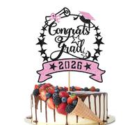 Crseniny Glitter Congrats Grad Cake Topper,2026 Graduation Cake Topper,Class Of 2026/Graduation Party Decorations/Graduation Cap Cake Decorations