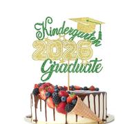 Crseniny Grad Cake Topper，Class Of 2026 Cake Topper 2026 Kindergarten Graduation Happy Graduation Cake Decoration，Kindergarten Graduation Preschool Graduation Party Supplies（Kindergarten Green Gold)