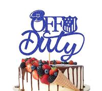 Crseniny Off Duty Cake Topper,Happy Retirement,Police Officer Retirement,I'm Retired Ask Someone Else/the Legend has Retired Cake Decorations,Royal Blue Glitter Cake Topper,Retirement Party Supplies