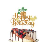 Crseniny Thanksgiving Happy Birthday Cake Topper，Autumn Fall Harvest Maple Leaves Pumpkin Turkey Birthday Themed Baby Shower, Holiday Friends Party Thanksgiving Day Decorations Orange Glitter