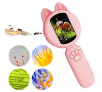 Crspexi Microscope, Digital Microscope, Holding Magnifier, 2" IPS Eye Protection Screen, 4 Zoom Buttons, 8 LED Lights, Built-in Mini Games, Christmas, Birthday, Edu Gifts