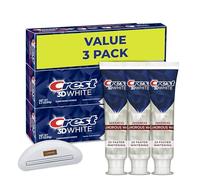 CRST 3D White Advanced Glamorous White Teeth Whitening Toothpaste, 3.3 oz, Pack of 3 Bundled with LUXPAKS Squeezer