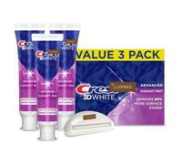 CRST 3DWhite Advanced Radiant Mint Teeth Whitening Toothpaste, 3-Pack of 3.3 oz - Removes 90% More Stains, Whitens 2X Faster Bundled with LUXPAKS Toothpaste Squeezer