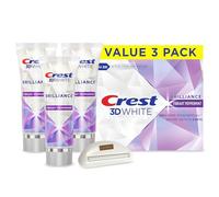CRST 3DWhite Brilliance Vibrant Peppermint Teeth Whitening Toothpaste, 3-Pack of 4.6 oz - Whitens in 3 Days, Remove 100% More Surface Stains Bundled with LUXPAKS Toothpaste Squeezer