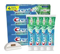CRST Complete Active Fresh + Whitening and Scope Toothpaste, 5.5 oz, Pack of 4 Bundled with LUXPAXS Squeezer