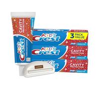 CRST Kid's Cavity Protection Toothpaste, Sparkle Fun Flavor, 4.6 oz, Pack of 3 Bundled with LUXPAKS Squeezer