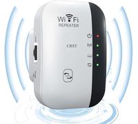 CRST WiFi Extender Booster WiFi Booster Range Extender with WPS, 300Mbps 2.4GHz Internet Booster, 3650 Sq.Ft Coverage, Easy Setup, UK Plug, WR03-WH-V20