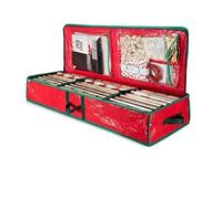 CRSUSUKJ Wrapping Paper Box, Underbed Gift Wrap Storage & Organizer, Gift Wrap Storage Organizer, Christmas Wrapping Paper Storage Box with Pockets, Long Gift Wrap Storage Container Bag