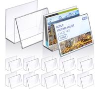 Crtiin 10 Pcs Clear Acrylic Postcard Holder Business Card Holder Greeting Card Display Clear Business Stand Rack for Index Organizer Desk Table Home Office, 6 x 4.25 x 4.5 Inches
