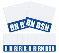Crtiin 10 Pcs RN Badge RN BSN Badge ID Nurse Tag Double Sided PVC Holders Tags with Blue Border for Resident Nurses, 3.4 x 3.3 Inches