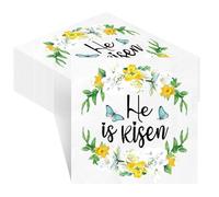 Crtiin 100 Pcs Easter Paper Napkins Disposable He Is Risen Cocktail Napkins 3 Ply for Spring Christian Religion Party Decoration Supplies