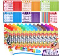 Crtiin 148 Pack Bingo Game Cards and Dot Daubers Set Includes 100 Bingo Cards and 48 Dot Markers Supplies Calling Card Set for Large Groups, Parties, Family Gathering Activity, Game Night