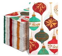 Crtiin 200 Pcs Christmas Napkins Disposable Guest Dinner Hand Towels 2 Ply Christmas Lantern Decorative Paper Napkins for Winter Xmas Party Table Decor Holiday Cocktail Party Supplies, 4.3 x 8 Inch