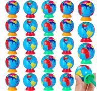 Crtiin 24 Pcs Globe Pencil Sharpeners Earth Day Handheld Pencil Sharpener 1 Hole Metal Canister Pencil Sharpeners for School Office Art Room Carnival Reward Party Bag Gift