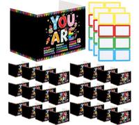 Crtiin 24 Pcs Privacy Folders for Students Desk Dividers Standard School Privacy Cardboard Board Testing Dividers Shield for Classroom Teacher Supplies Keep Eyes from roving(You are Smart,Colorful)
